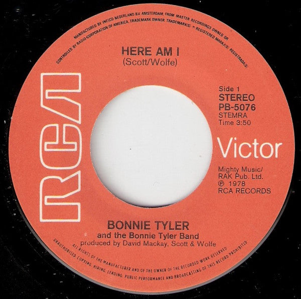Bonnie Tyler : Here Am I  (7", Single)