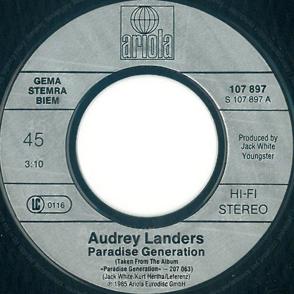 Audrey Landers : Paradise Generation (7", Single)