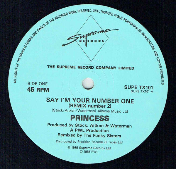Princess : Say I'm Your No. 1 (Remix Number 2) (12")