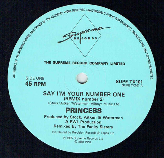 Princess : Say I'm Your No. 1 (Remix Number 2) (12")