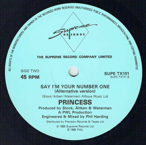 Princess : Say I'm Your No. 1 (Remix Number 2) (12")