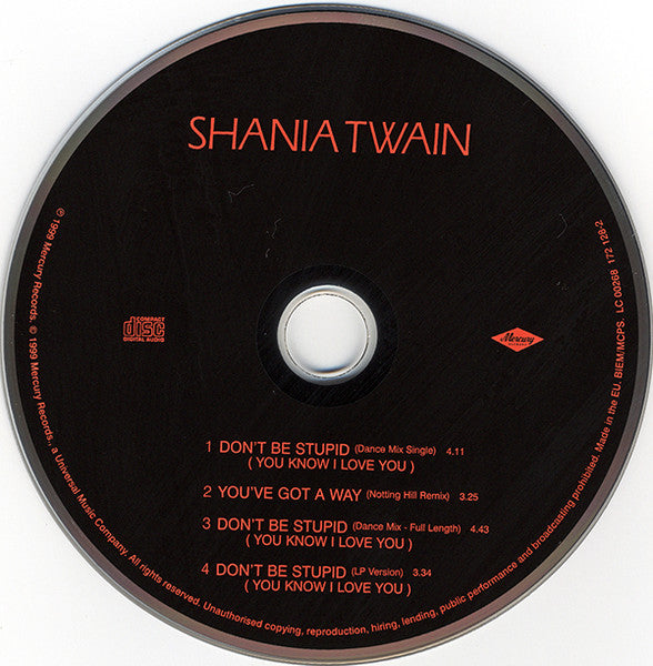 Shania Twain : Don't Be Stupid (You Know I Love You) (CD, Maxi)