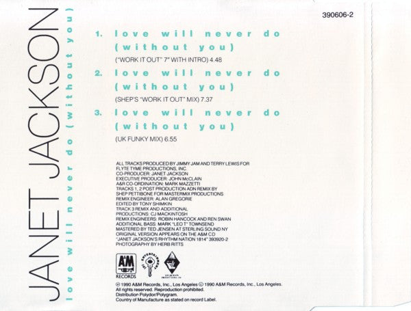 Janet Jackson : Love Will Never Do (Without You) (CD, Single)