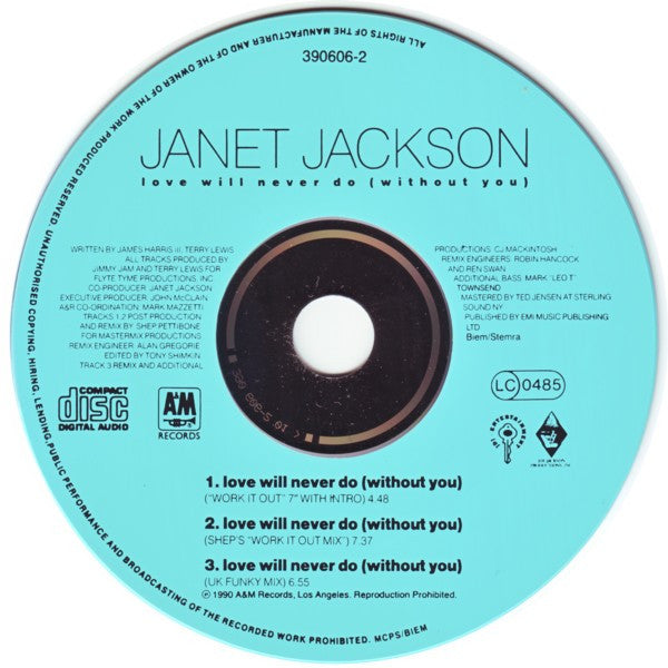 Janet Jackson : Love Will Never Do (Without You) (CD, Single)