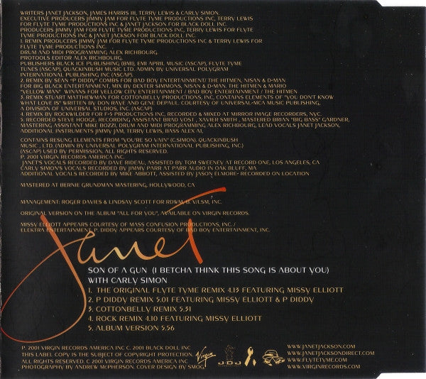 Janet Jackson With Carly Simon : Son Of A Gun (I Betcha Think This Song Is About You) (CD, Single)