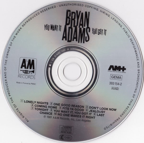 Bryan Adams : You Want It, You Got It (CD, Album)
