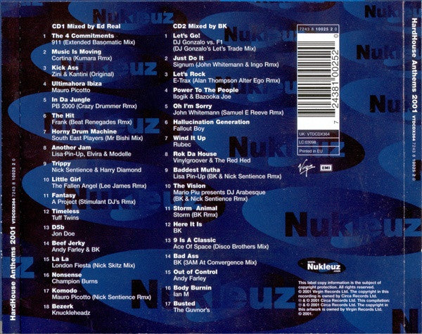 BK & Ed Real : HardHouse Anthems 2001 (2xCD, Mixed)