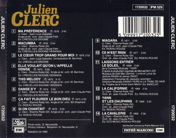 Julien Clerc : Julien Clerc (CD, Comp, RE)
