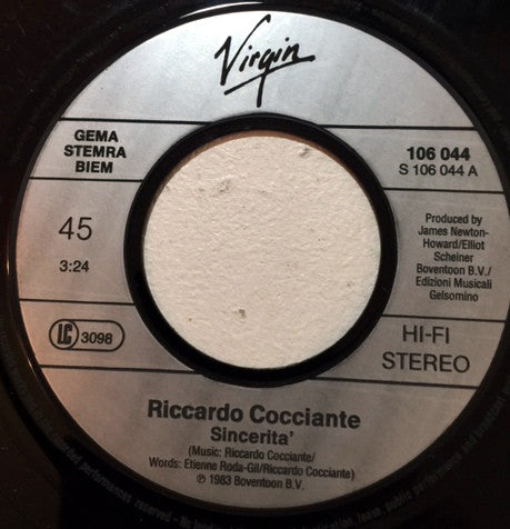 Riccardo Cocciante : Sincerità (7", Single)