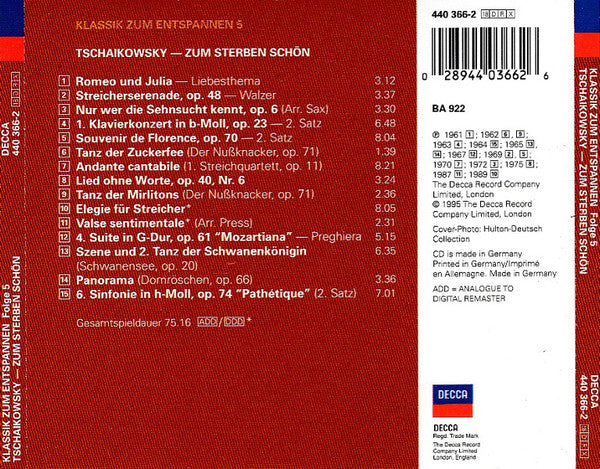 Pyotr Ilyich Tchaikovsky : Zum Sterben Schön (CD, Comp)