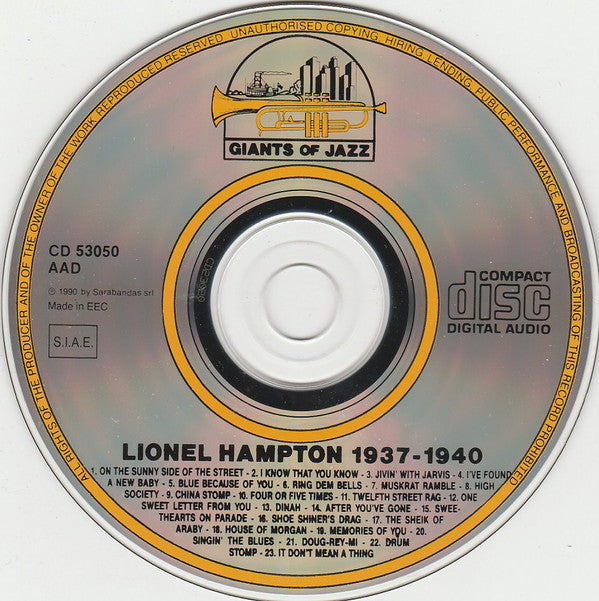 Lionel Hampton : Small Combos 1937-1940 (CD, Comp)