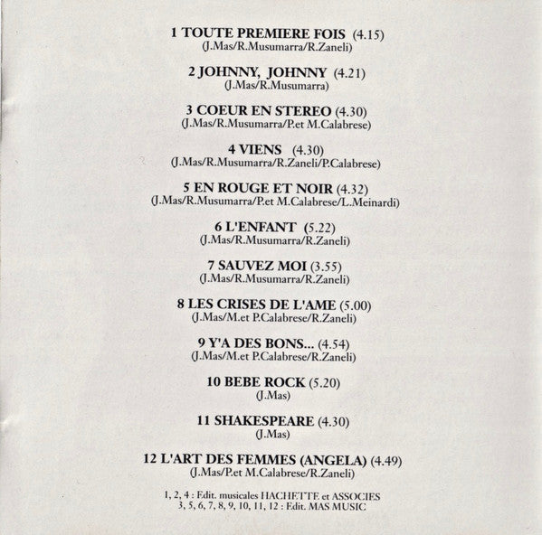 Jeanne Mas : Depuis La Toute Première Fois (CD, Comp)