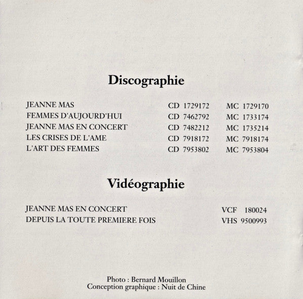 Jeanne Mas : Depuis La Toute Première Fois (CD, Comp)
