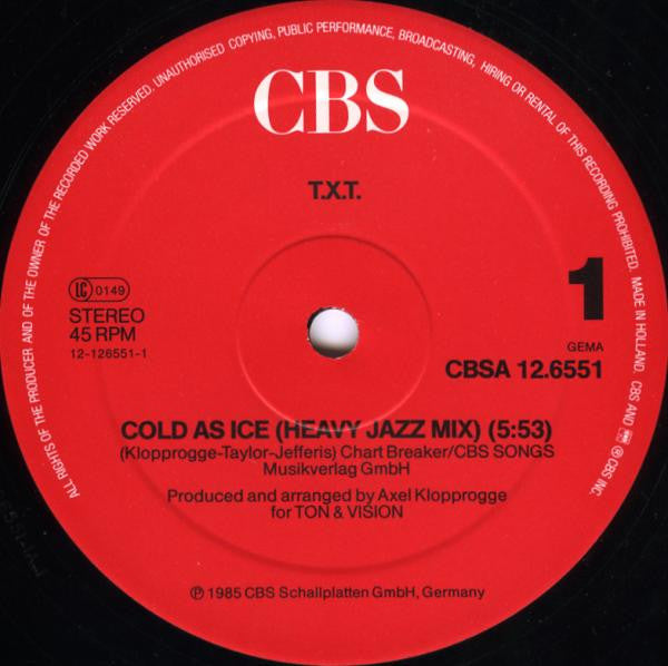 T.X.T. : Cold As Ice (12", Maxi)