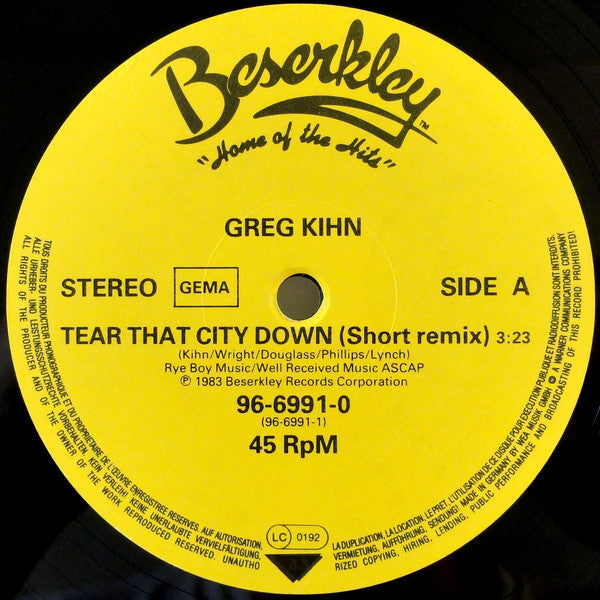 Greg Kihn Band : Tear That City Down (12", Maxi)