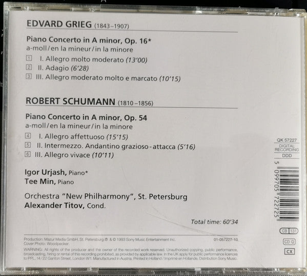 Edvard Grieg, Robert Schumann, Igor Uryash, Alexander Titov : The Great Piano Concertos - Grieg, Schumann (CD, Album)