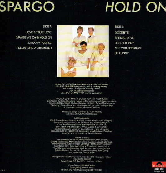 Spargo : Hold On (LP, Album)