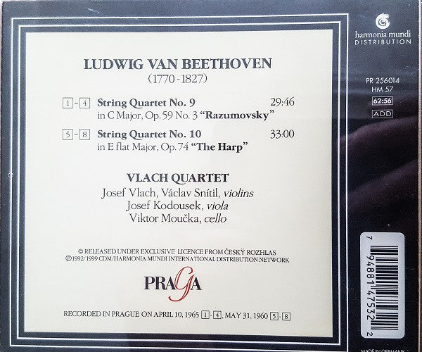 Ludwig van Beethoven, Vlach Quartet : String Quartet No.9, Op.59 No.3; String Quartet No.10 Op.74 (CD, Comp, RE, RM)