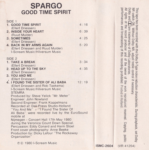 Spargo : Good Time Spirit (Cass, Album)
