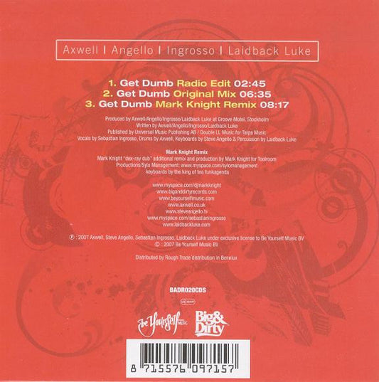 Axwell | Steve Angello | Sebastian Ingrosso | Laidback Luke : Get Dumb (CD, Single)