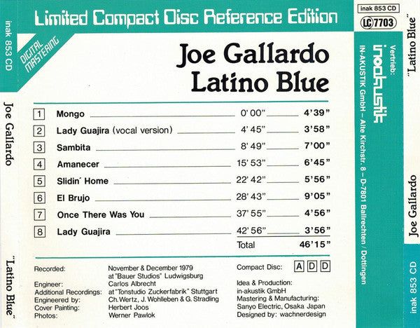 Joe Gallardo : Latino Blue (CD, Album, RE)