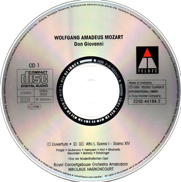Wolfgang Amadeus Mozart - Thomas Hampson · Edita Gruberova · Roberta Alexander · Barbara Bonney · Hans Peter Blochwitz · László Polgár · Anton Scharinger · Robert Holl · Concertgebouworkest · Nikolaus Harnoncourt : Don Giovanni (3xCD, Album, RE + Box, Sli)