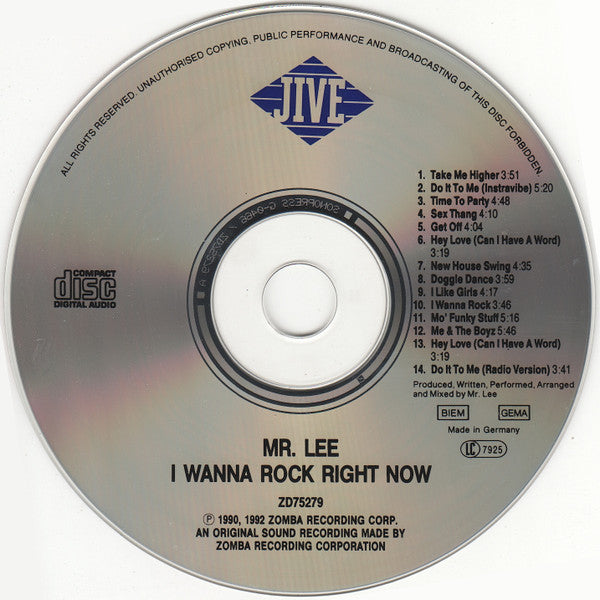 Mr. Lee : I Wanna Rock Right Now (CD, Album)