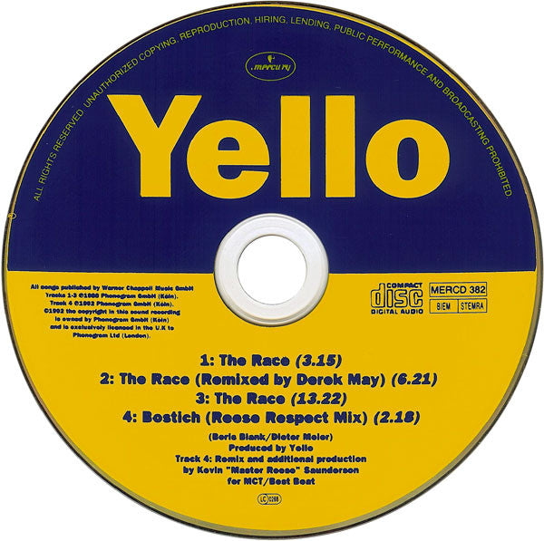 Yello : The Race / Bostich (CD, Single)