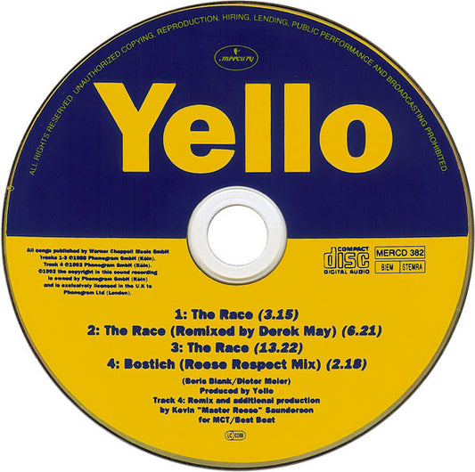 Yello : The Race / Bostich (CD, Single)