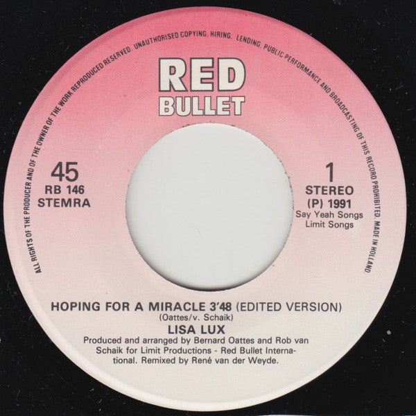 Lisa Lux : Hoping For A Miracle (7")