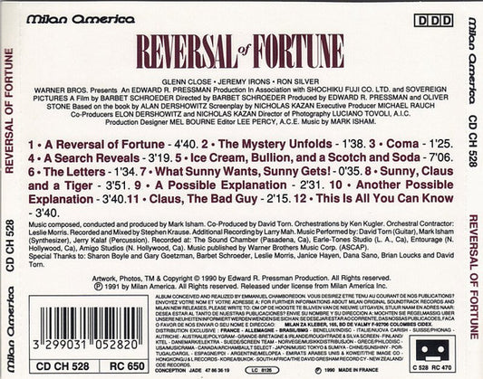 Mark Isham : Reversal Of Fortune (Original Motion Picture Soundtrack) (CD, Album, Gol)