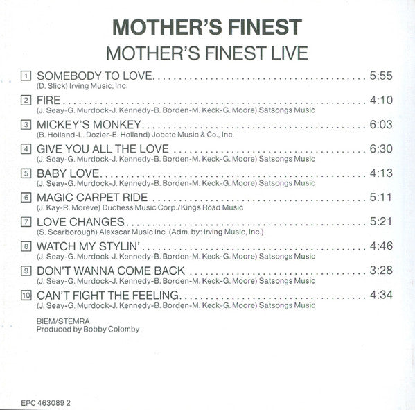 Mother's Finest : Mother's Finest Live (CD, Album, RE)