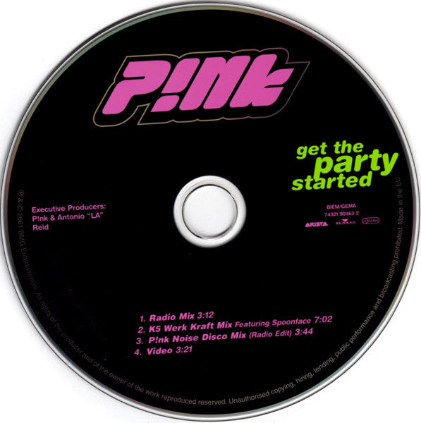 P!NK : Get The Party Started (CD, Single, Enh)