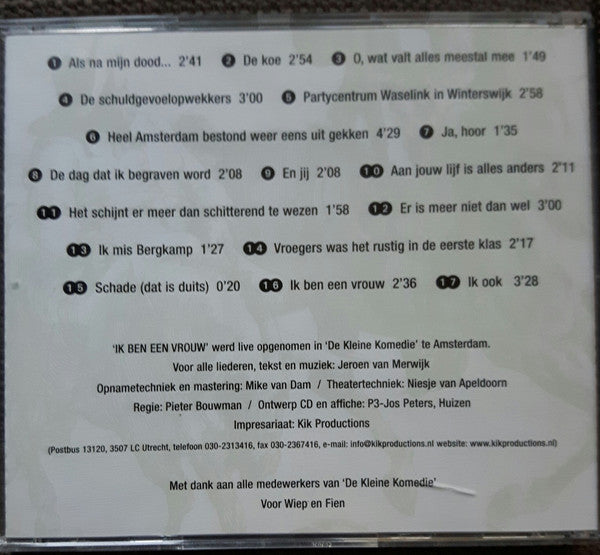Jeroen van Merwijk : Ik Ben Een Vrouw (CD, Album)