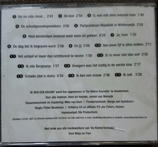 Jeroen van Merwijk : Ik Ben Een Vrouw (CD, Album)