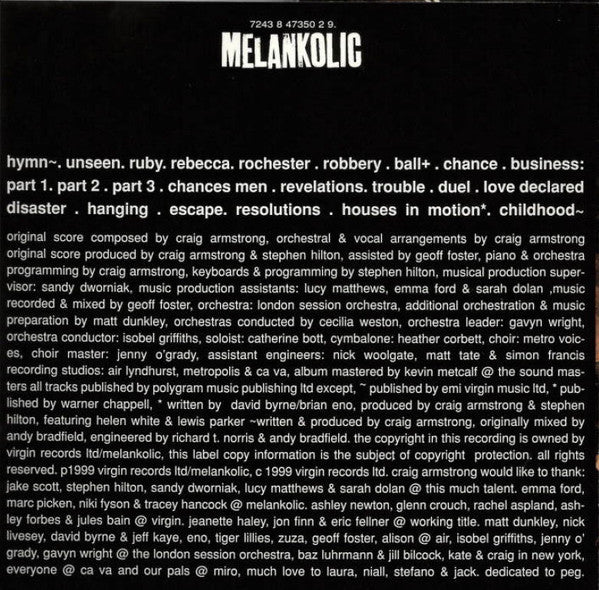 Craig Armstrong : Plunkett & Macleane - Original Motion Picture Score (CD, Album)