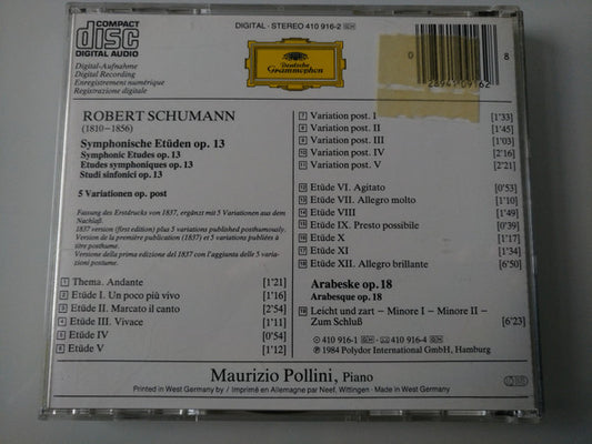 Robert Schumann, Maurizio Pollini : Symphonische Etüden • Arabeske = Etudes Symphoniques • Arabesque (CD, Album, RE)
