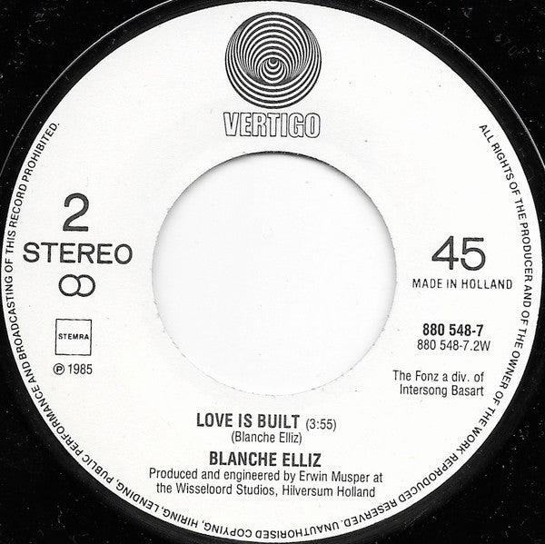 Blanche Elliz : Ja Sagen / Love Is Built (7")
