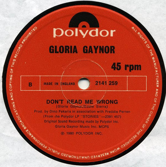 Gloria Gaynor : Ain't No Bigger Fool / Don't Read Me Wrong (12")