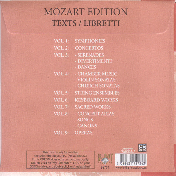 Wolfgang Amadeus Mozart : Complete Works = L'Oeuvre Intégrale = Gesamtwerk (170xCD + CD-ROM + Box, Comp)