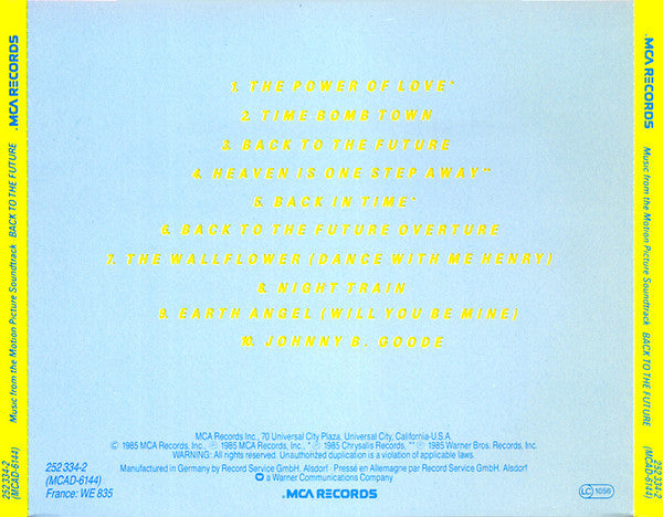 Various : Back To The Future (Music From The Motion Picture Soundtrack) (CD, Comp)