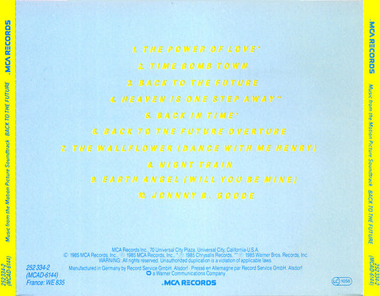 Various : Back To The Future (Music From The Motion Picture Soundtrack) (CD, Comp)