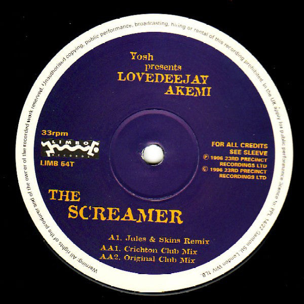 Yosh Presents Lovedeejay Akemi : The Screamer (12")