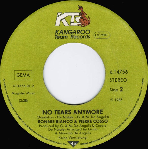 Bonnie Bianco & Pierre Cosso : Stay / No Tears Anymore (7", Single)