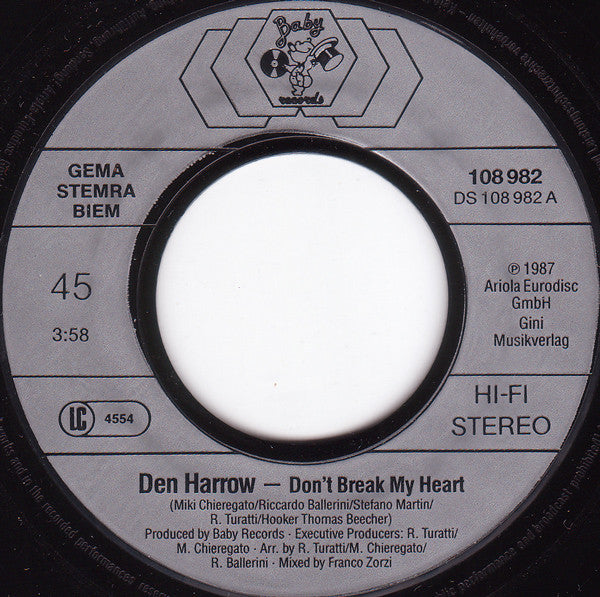 Den Harrow : Don't Break My Heart (7", Single)