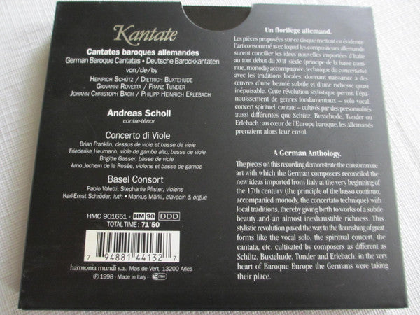 Andreas Scholl, Concerto Di Viole, Basel Consort - Heinrich Schütz, Dieterich Buxtehude, Philipp Heinrich Erlebach, Johann Christoph Bach : Kantate (CD)