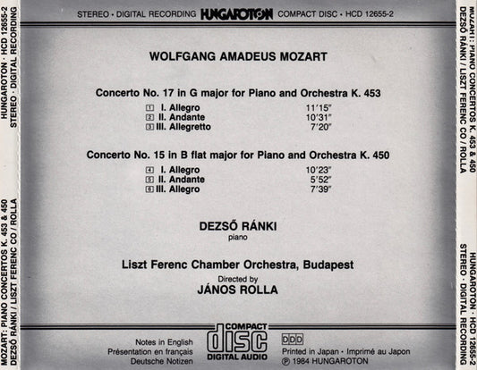 Wolfgang Amadeus Mozart, Dezső Ránki, Liszt Ferenc Chamber Orchestra, János Rolla : Piano Concertos In G Major K. 453 & In B Flat Major K. 450 (CD, Album)