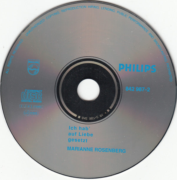 Marianne Rosenberg : Ich Hab' Auf Liebe Gesetzt (CD, Comp)