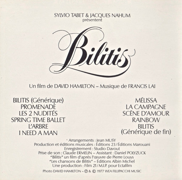Francis Lai : Bande Originale Du Film Bilitis (CD, Album, RE)
