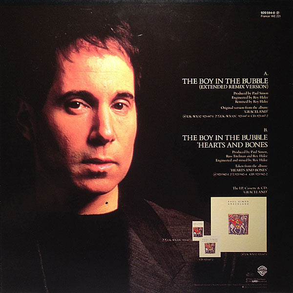 Paul Simon : The Boy In The Bubble (Extended Remix Version) / Hearts And Bones (12")